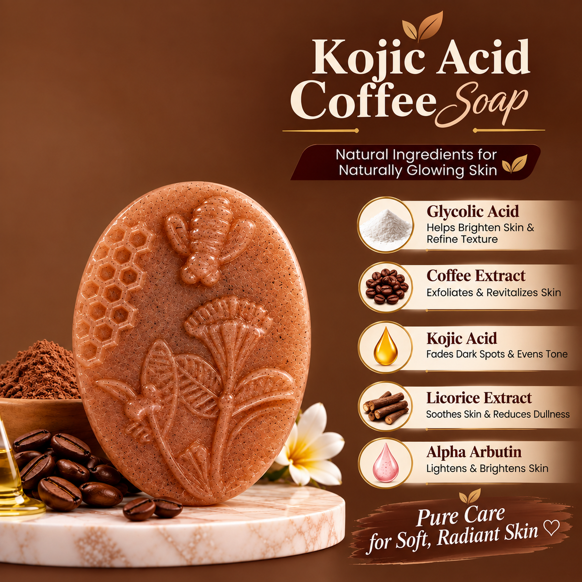 Zavera Skin Kojic Acid Coffee Soap